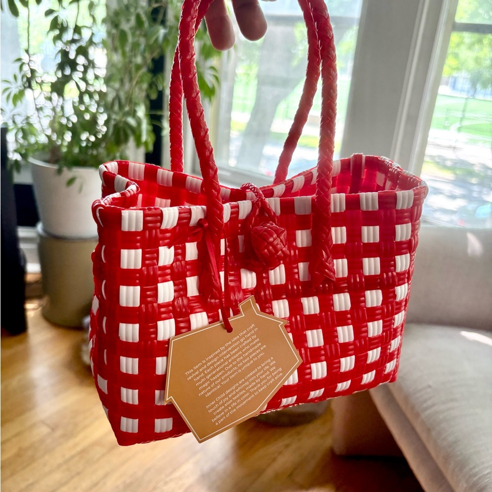 Inner Child "Saigon Birkin" Recycled Plastic Bag Red and White